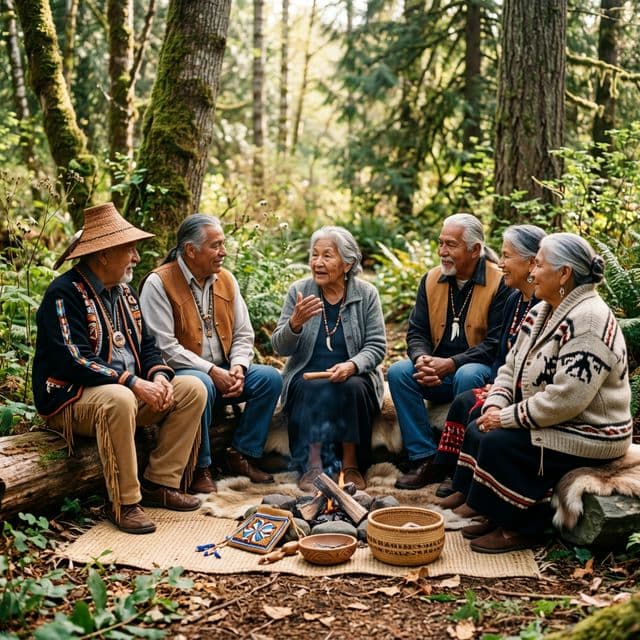 Indigenous Elders in a sharing circle