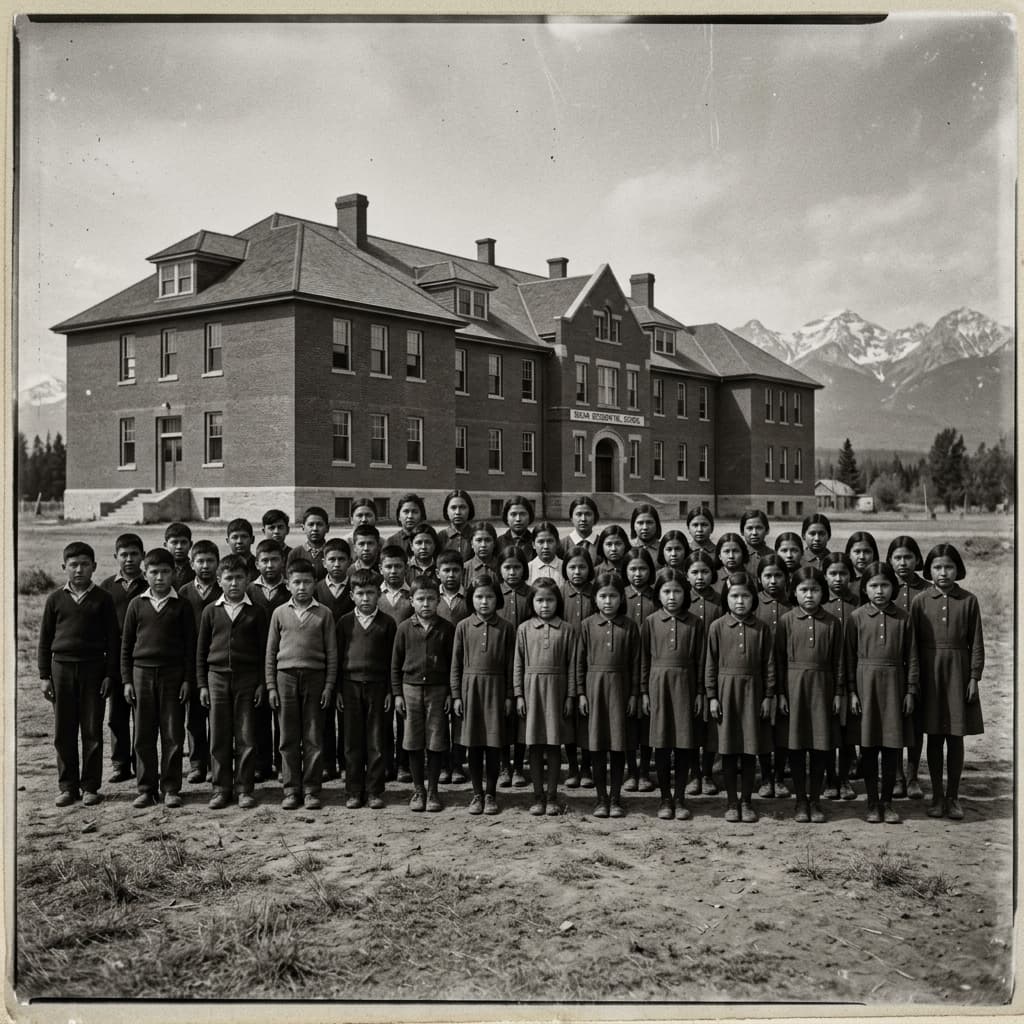 Group of students at residential school